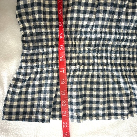 MADEWELL Navy /White Checkered Off The Shoulder Peasant Cropped Ruffle Top (L) - Picture 15 of 15